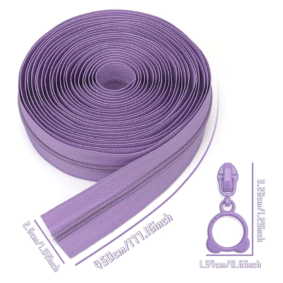 Changsons Set aus 3 Nylon-Reißverschlüssen und 10 Reißverschlussziehern mit Bärenkopf-Motiv in Multicolour, Länge: 4,57 m - Bild 4