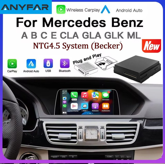 ANYFAR Kabelloses CarPlay und Android Auto Modul für Mercedes Benz NTG4.5 in Schwarz - Bild 1