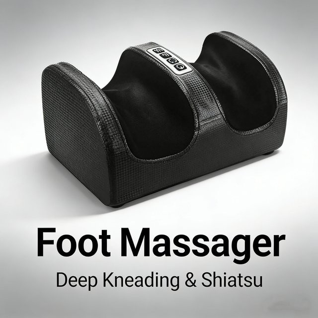 ShaxyMsc Elektrisches Heiz-Fußmassagegerät mit Shiatsu-Funktion, Schwarz - Bild 1