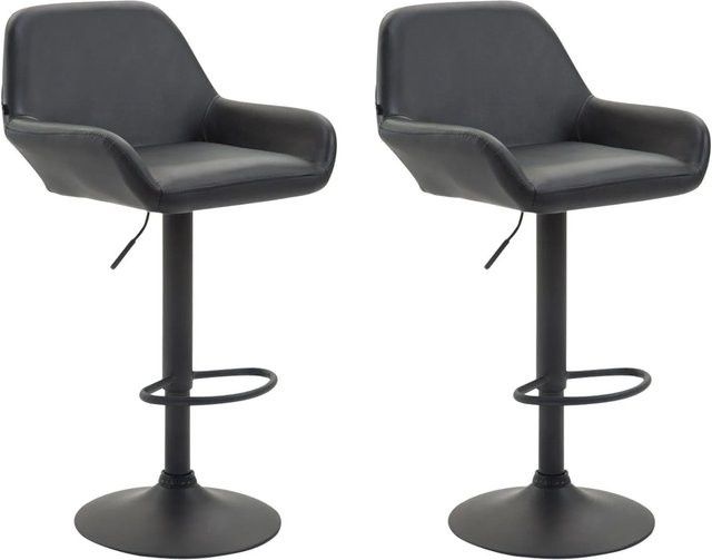 DELUKE Barhocker DUBLIN 2er Set Schwarz aus Kunstleder mit Lehne und 360 Grad Drehsitz - Bild 1