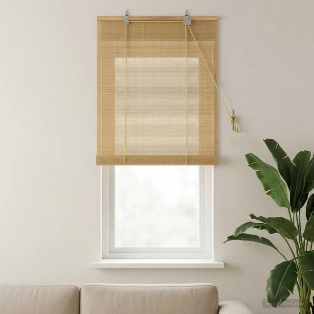 vidaXL Bambus-Rollo Natur in Beige und Braun, UV-beständig, B: 60 cm, H: 160 cm - Bild 1