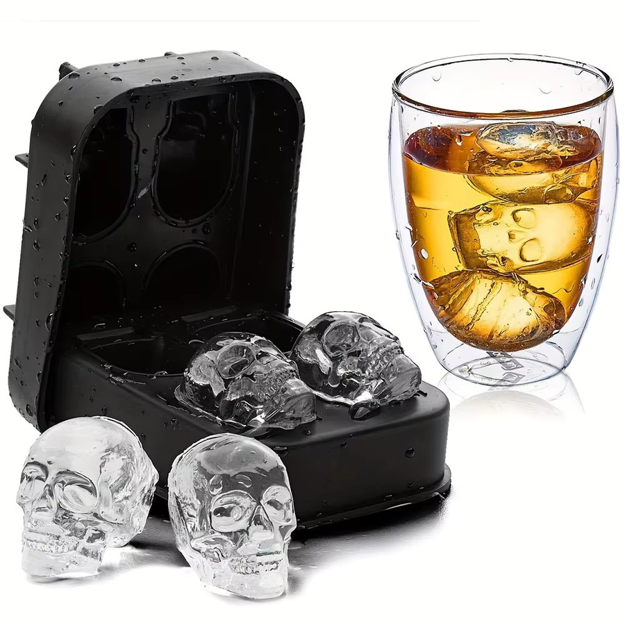 YOCITY Eiswürfelform Silikon Schädel 3D Eisball Form Schwarz BPA-frei - Bild 3