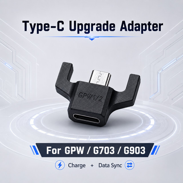 Logitech USB-C-Adapter für G Pro Wireless, GPX Superlight, G703 und G903 Mäuse, Micro-USB-zu-USB-C-Ladekonverter, Schwarz - Bild 1