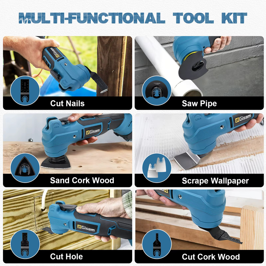 G nto 7 Gang bürstenloses oszillierendes MultiTool 20000 OPM elektrische Schneidsäge für Makita 18 V Akku - Bild 3