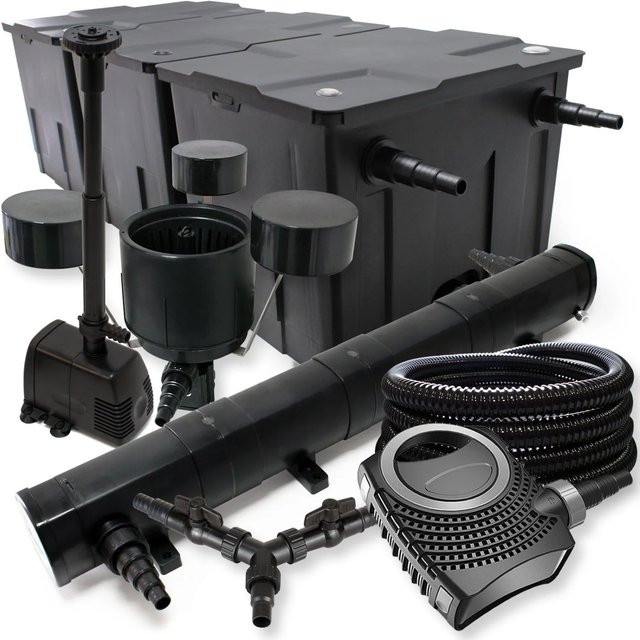 Sunsun Teichfilter Set mit Uvc Neo8000, Skimmer und Schlauch für bis zu 90000 Liter, Schwarz - Bild 1