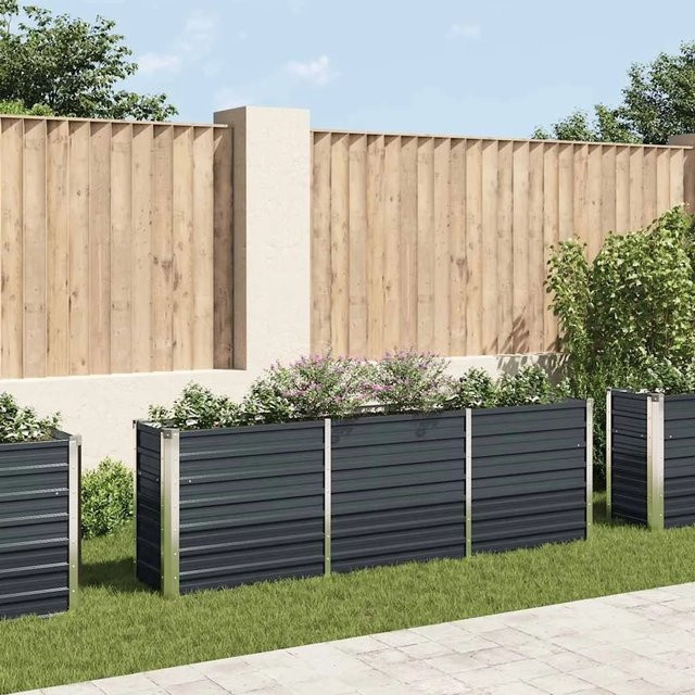 Furnicato Garten-Hochbeet aus verzinktem Stahl in Anthrazit, B/T/H: 240 x 40 x 77 cm - Bild 1