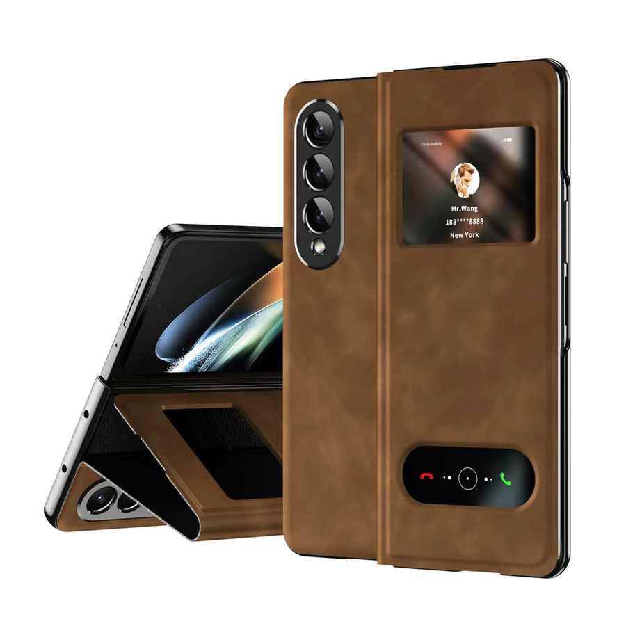 Samsung Klapphülle mit Schiebefenster und magnetischer Halterung für Z Fold 7 6 5 4 3 2, matte Rückseite, Schwarz - Bild 3
