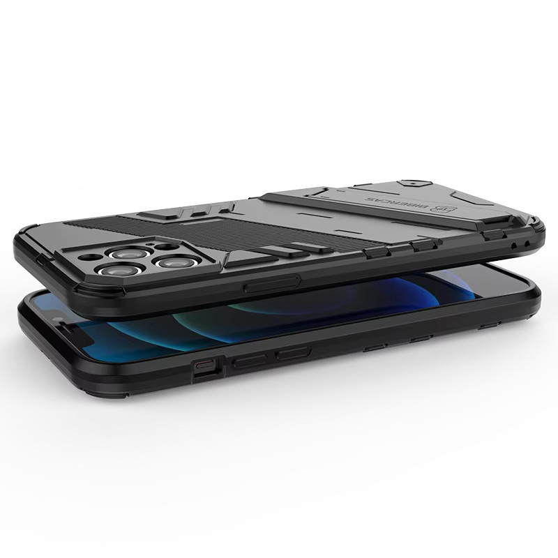 RUWANGAA Stoßfeste Handyhülle aus TPU und PC für iPhone 15 14 13 12 11 Pro Max Plus Mini in Schwarz oder Grau - Bild 4