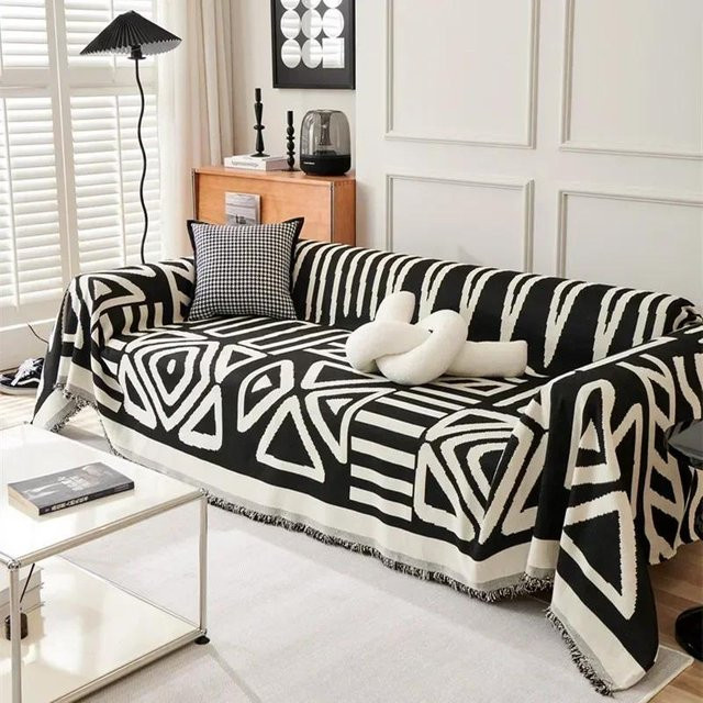 Bohemia Sofa Decke von Binchi Outdoor Product aus Chenille Stoff in Schwarz, B/T/H: 150 x 180 cm - Bild 1