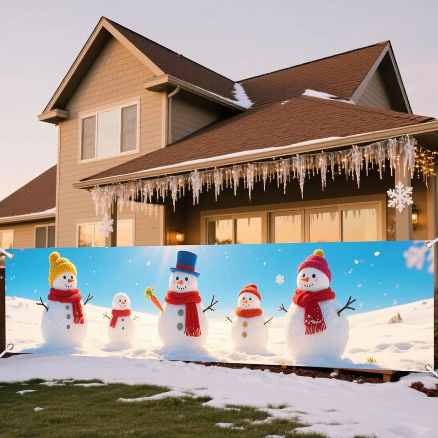 VIKAMA Weihnachts Banner mit Schneemann und Rentier für Indoor und Outdoor, Multicolor, B/H: 180 x 35 cm - Bild 5