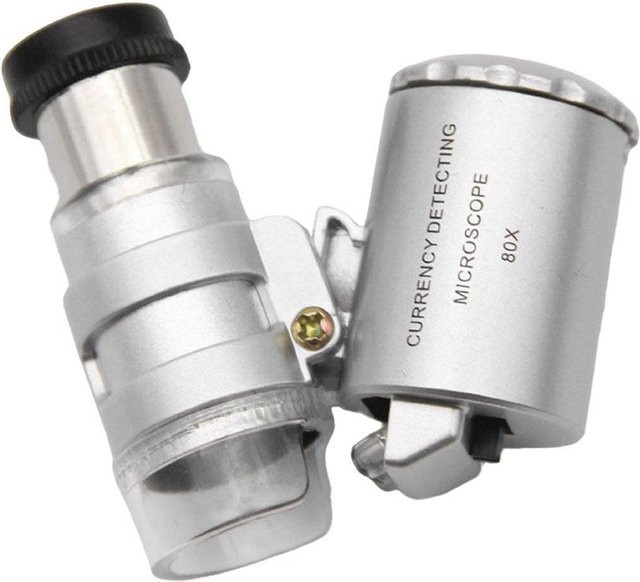 Juwelier-Lupe mit LED-UV-Licht, Verstellbarer Fokus, Silver - Bild 1
