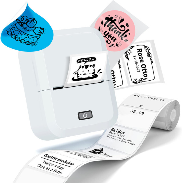 Marklife Thermoetikettendrucker Mini X2 Bluetooth Klebeetiketten-Drucker in Weiß - Bild 1