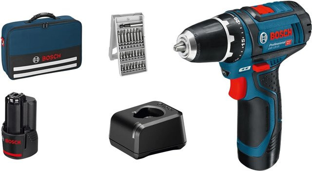 Bosch Professional Akku-Bohrschrauber GSR 12V-15 in Blau/Schwarz mit 2 Akkus und Zubehör-Set - Bild 1