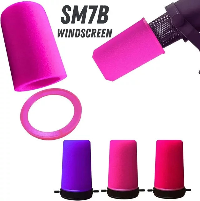 Shure SM7B Zubehör Schaumstoffabdeckungen mit Halterungsring und Pop-Filter RK345 in Pink, Rot und Lila - Bild 1