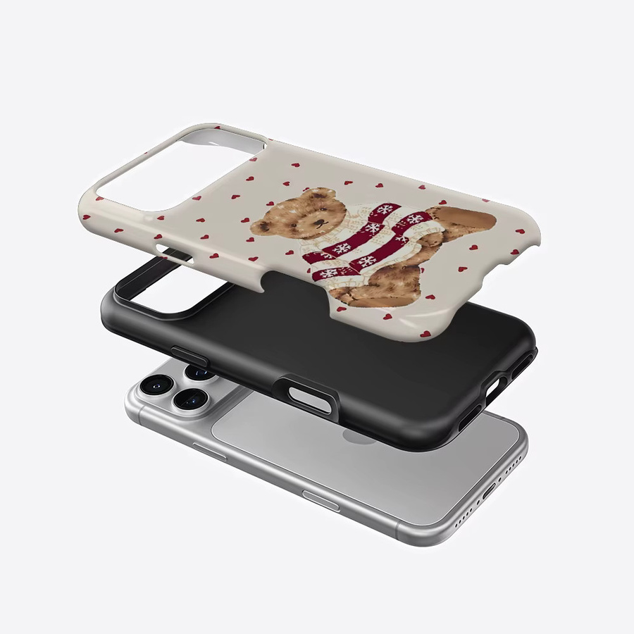 Potdemiel Handyhülle mit Teddybär und Herzen für iPhone 17 16 15 14 13 Pro Max Plus, robuste doppelschichtige magnetische Hülle, multicolour - Bild 2