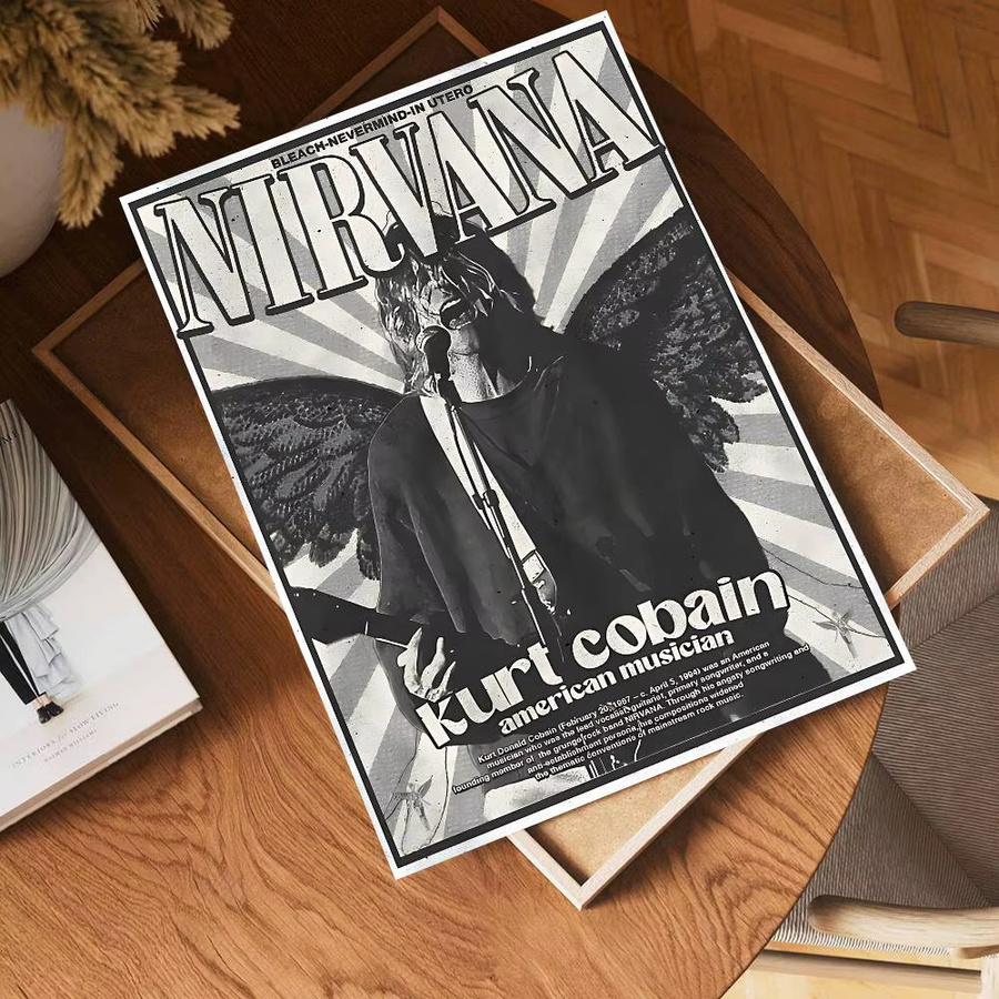 Vintage Nirvana Kurt Cobain Poster von Potdemiel in Whitepaper-Druck als dekoratives Kunstwerk in Multicolor - Bild 5