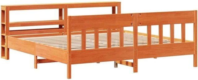 vidaXL Massivholzbett aus Kiefernholz in Wachsbraun ohne Matratze, rustikaler Stil, B/T/H: 180 x 200 x 186 cm - Bild 1