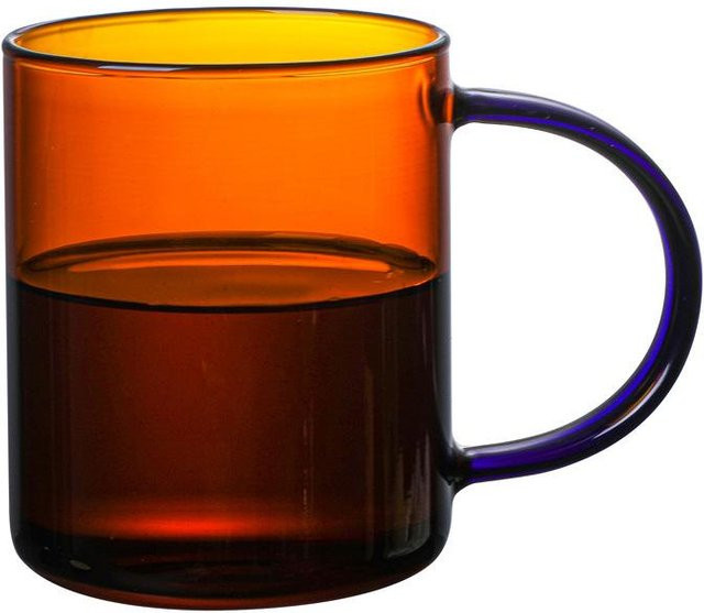 Baifenbai Home Furnishing Kaffeetasse aus Buntglas im nordischen Stil, bernsteinfarbenes Borosilikatglas, orange, 301-400ml - Bild 1