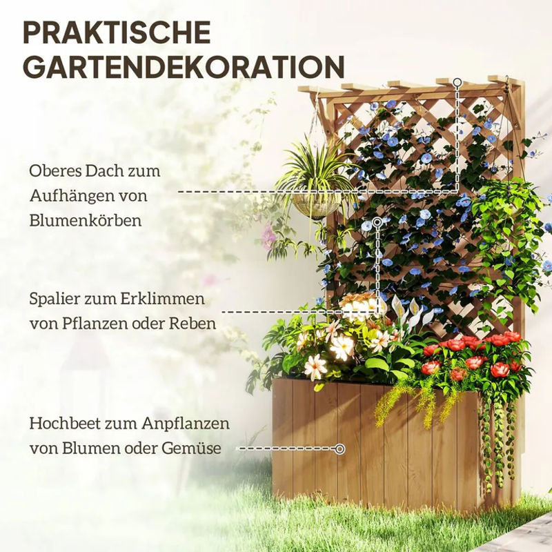 Outsunny Hochbeet in Holzoptik braun, B/H/L: 33 x 122 x 64 cm - Bild 5