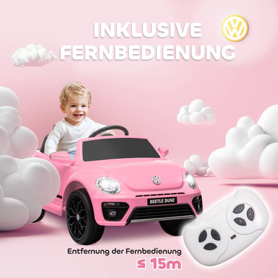 AIYAPLAY Volkswagen Beetle Kinder-Elektroauto Rosa mit Licht und Sound - Bild 4