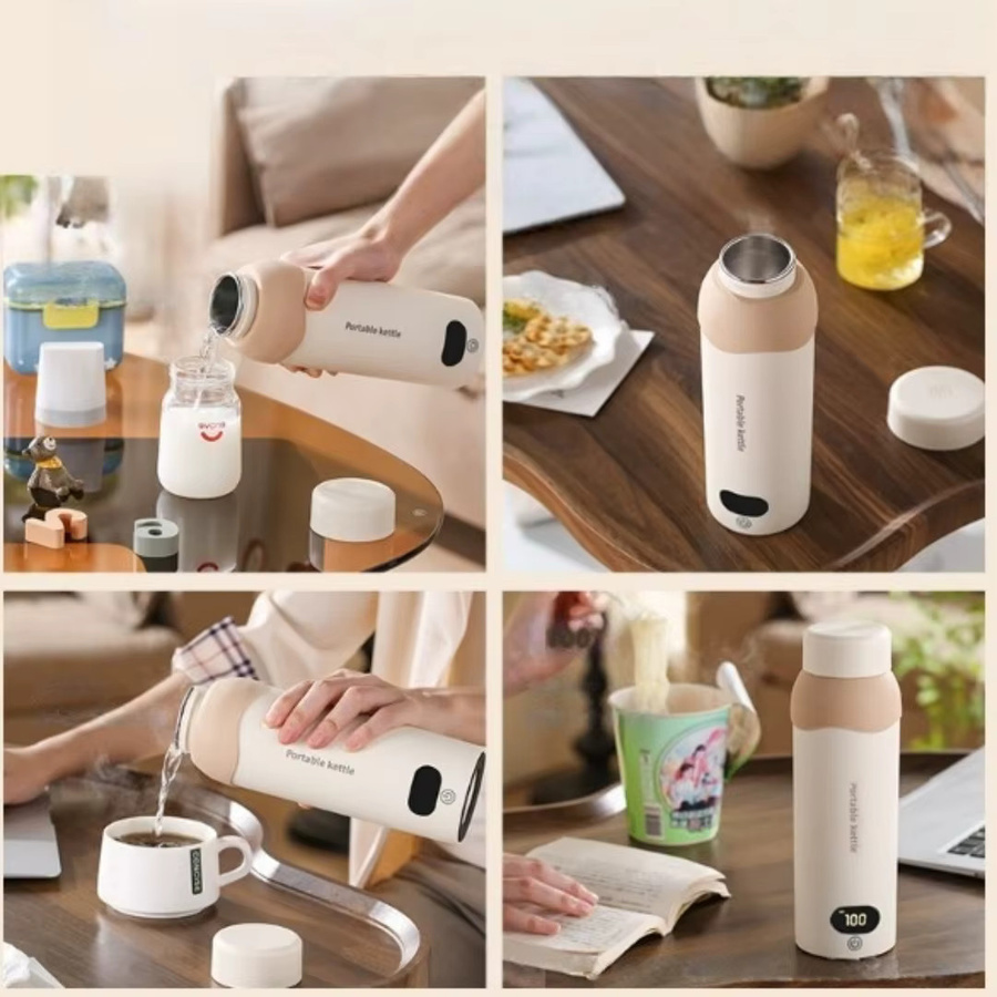 Bytelike Tragbarer Wasserkocher Reisebecher mit 6 Temperaturstufen und 500ml Volumen, USB und 220V Doppelanschluss, Isolierbecher - Bild 2