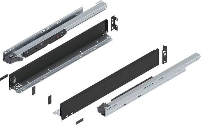 Blum Legrabox Pure Set Schubladensystem mit Blumotion Soft-Close, Nennlänge: 600 mm, Tragkraft: 70 kg, Farbe: Carbonschwarz Matt - Bild 1