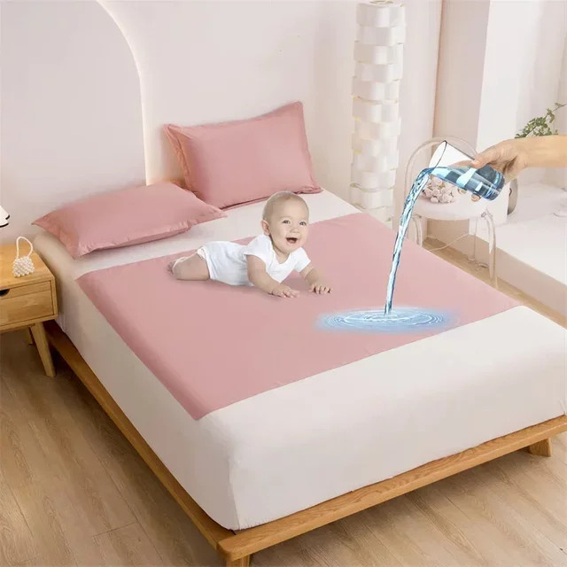 Wasserdichte und waschbare Wickelunterlage aus Stoff für Babys und Senioren, atmungsaktiv, Grau oder Pink - Bild 1