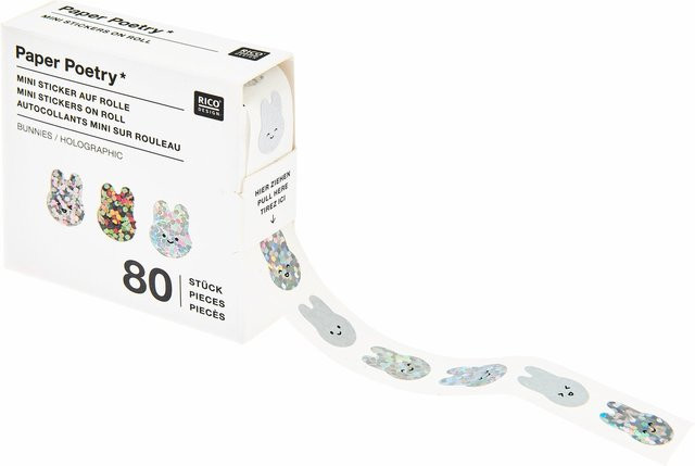 Rico Design Paper Poetry Mini-Sticker Chingu Hasen in Silber - Bild 1
