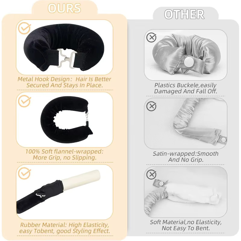 Satin-Flexi-Stäbe für hitzefreie Jumbo-Locken, 3 Stück, Schwarz - Bild 3