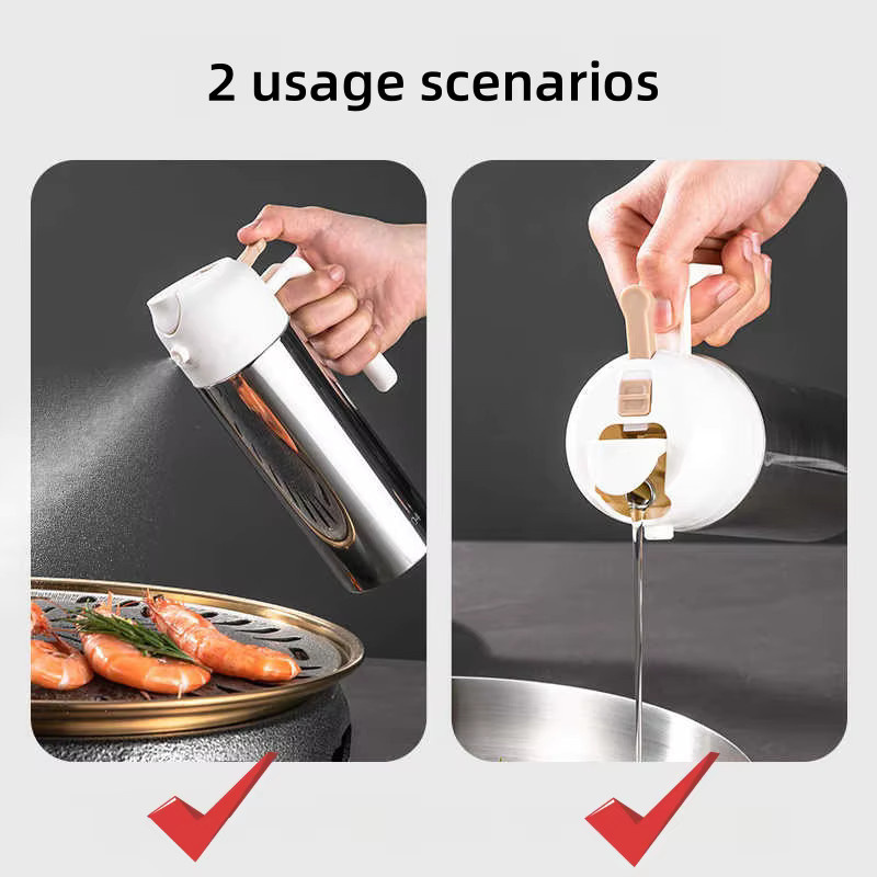 QiaoZhi Öl-Sprühflasche aus Edelstahl in Blau und Silber für Küche, Grill und Camping - Bild 2