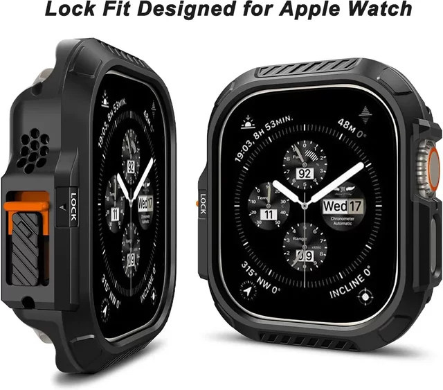 OAKCHARM Uhrenarmband-Zubehör, Schloss-Passform für Apple Watch Ultra 2/Ultra, 49 mm, Schwarz - Bild 1