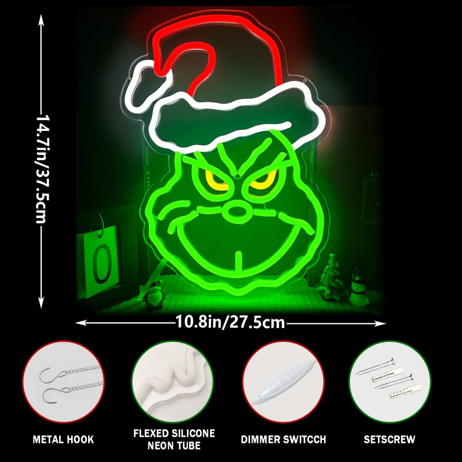 LED Weihnachts-Neonschild Multicolour zur Wanddekoration für Schlafzimmer, Wohnzimmer und Kinderzimmer mit USB-Anschluss - Bild 3