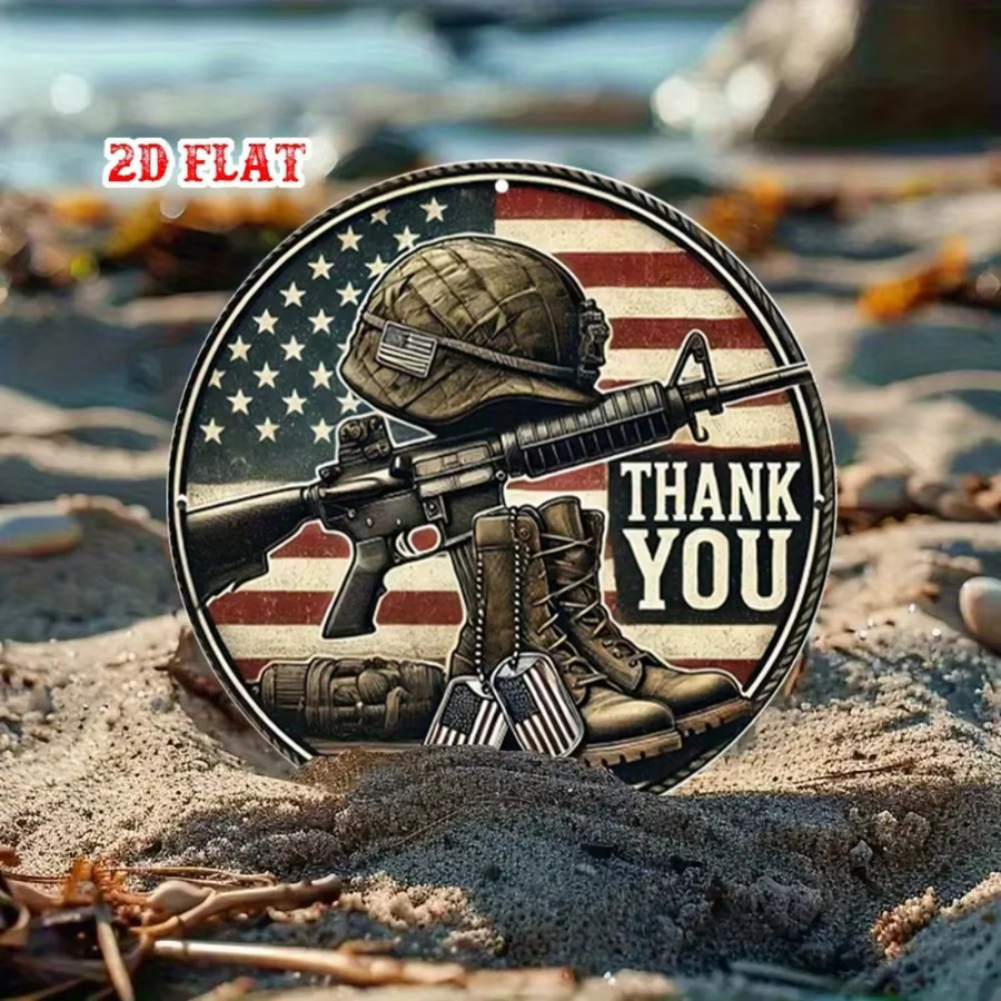 CIFBUY Wanddekoration US-Militär-Veteranen Ehrenmetall Runde Plakette Multicolour Durchmesser: 20 cm - Bild 4