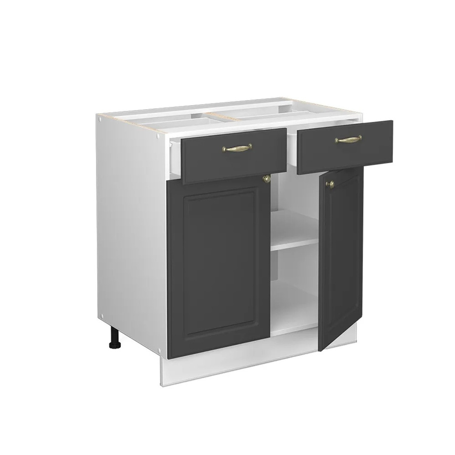 Vicco Küchenunterschrank Fame-Line in Anthrazit-Gold/Weiß mit Soft-Close-Türen und Regalböden, B/T/H: 80 x 60 x 82 cm - Bild 2