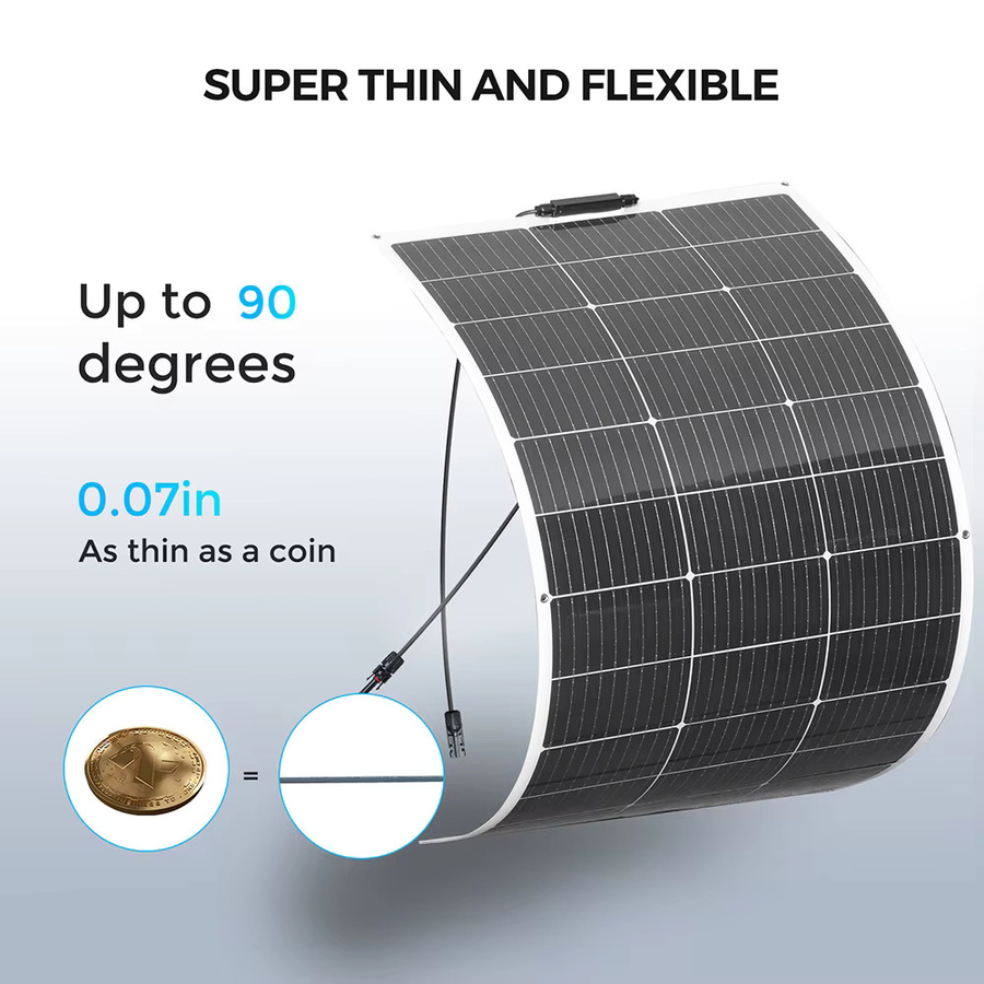 BOGUANG Solarpanel Set 300W mit flexiblem Solarmodul oder 2 Stück 150W Solarpanels für 12V und 24V Batterieladegeräte, Farbe: Schwarz - Bild 3