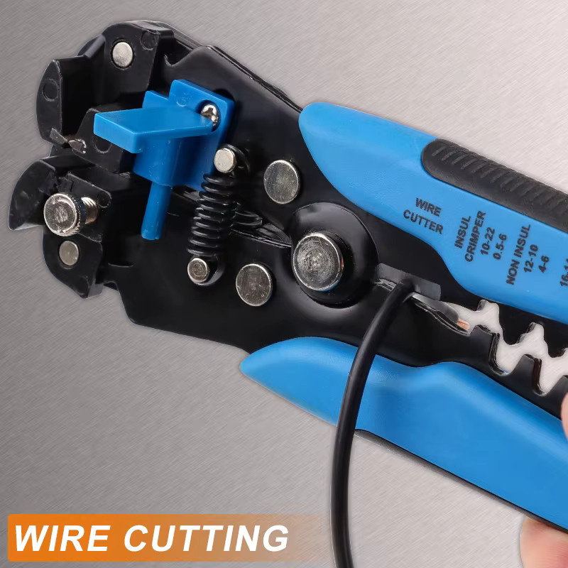 YEFYM 3-in-1 Automatisches Abisolierwerkzeug YE-1SE in Blau, 8 Zoll Abisolierzange für 24-10 AWG (0,2-6 mm2) mit Schneid- und Crimpfunktion - Bild 6