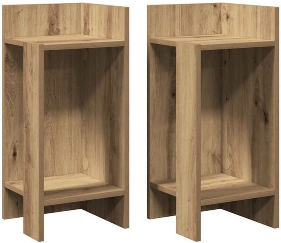 Vidaxl Beistelltisch Set 2 Stück in Eiche Natur Braun mit Ablage, Modern und Minimalistisch, H: 60 cm, B: 25,5 cm, T: 27 cm - Bild 1