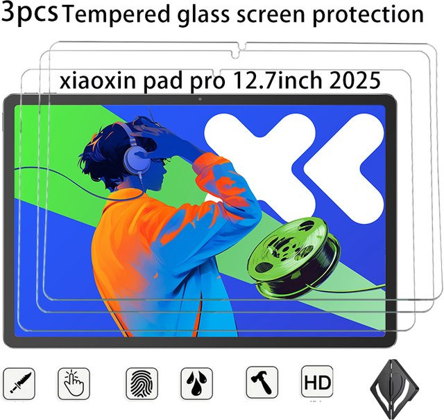 3er-Set gehärtetes Glas Displayfolie für Lenovo Xiaoxin Pad Pro 12,7 (2023/2024/2025) und Xiaoxin Pad 2024 11 Zoll, transparent - Bild 1