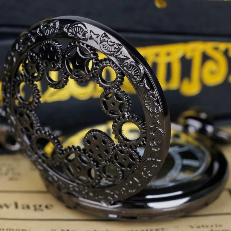 TINUORA Halskette mit Taschenuhr-Anhänger, Kupfer, Schwarz, Quarz, Unisex - Bild 3