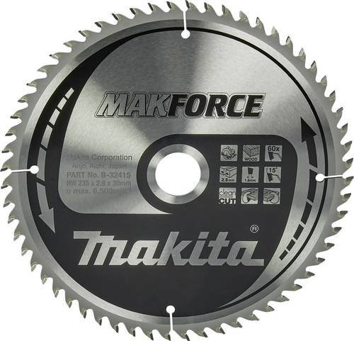 Makita MAKFORCE Kreissägeblatt für Metall, Farbe: Silber, Durchmesser: 235 mm, Bohrung: 30 mm, Zähnezahl: 60 - Bild 1