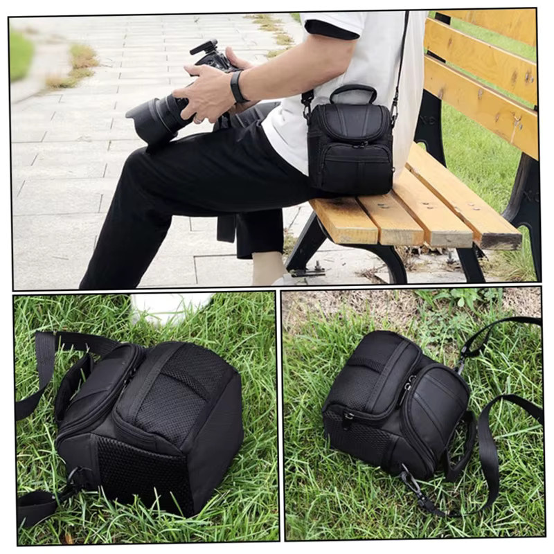 DIXSG Kamera-Schultertasche für DSLR-Kameras, wasserdicht und stoßfest, Schwarz - Bild 5