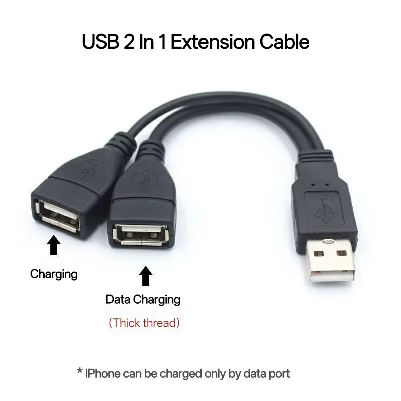 NNBILI USB 2.0 Splitter Datenkabel 1 Stecker auf 2 Buchsen USB-A Schwarz - Bild 2