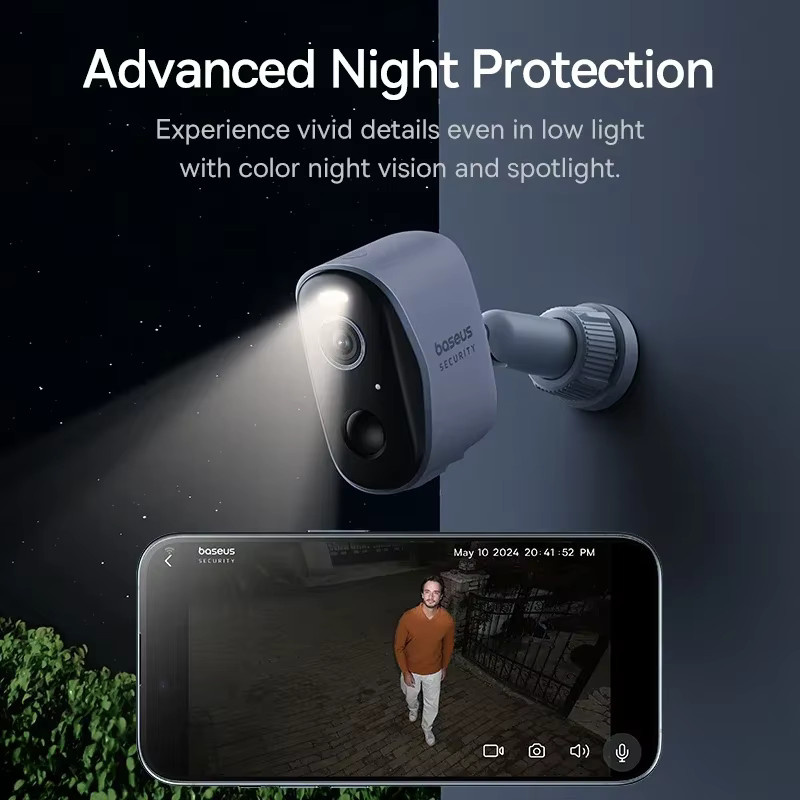Baseus N1 Außenüberwachungskamera Set, 2K Auflösung, Wi-Fi, IP67, 2er-Set, weiß - Bild 4