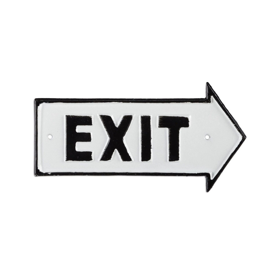 Relaxdays Exit Schild aus Gusseisen in Weiß im Retro-Design mit Pfeil, B/H/T: 9,5 x 18,5 x 0,5 cm - Bild 2
