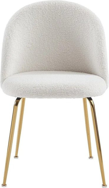 Vente-unique Stuhl Melbourne in Weiß mit Bouclé-Stoff im Vintage-Stil - Bild 1
