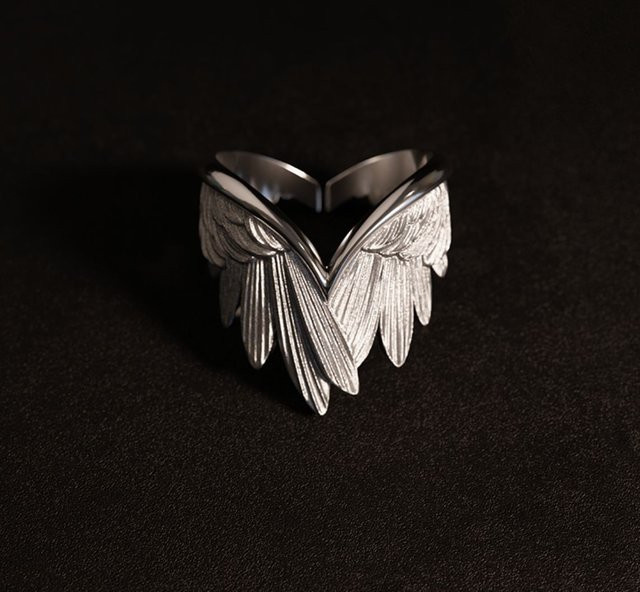 LENNIK Ring Engelsflügel, Silber, Unisex, verstellbar - Bild 1