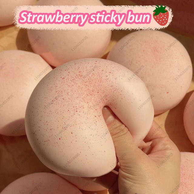 ISHOWTIENDA Erdbeer-feuchtes Brotbrötchen, matschiges Spielzeug, sensorisches Zappelspielzeug - Bild 1