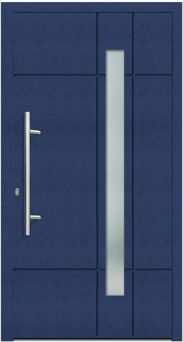 KNOCK Flügelüberdeckende Kunststoff-Haustür Terra in Stahlblau mit Glaseinsatz und RC2-Schutz - Bild 1