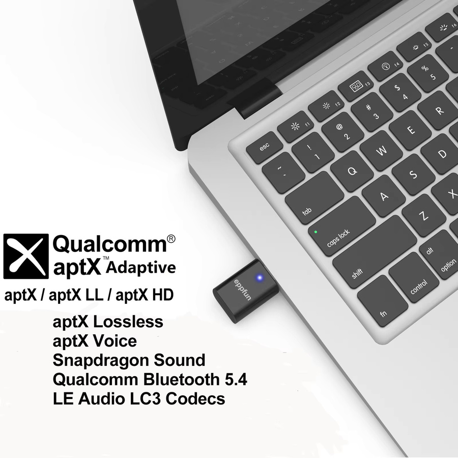 Eppfun LE Audio LC3 Bluetooth 5.3 Audio-Sender mit Auracast und AptX-LL/HD, USB-C kabelloser Stereo-Musikadapter in Schwarz für PC, TV und PS4 - Bild 2