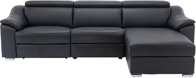 Vente-unique Relaxsofa Pedrera in L-Form aus schwarzem Oberleder mit elektrischer Sitzfunktion Breite: 284 cm - Bild 1